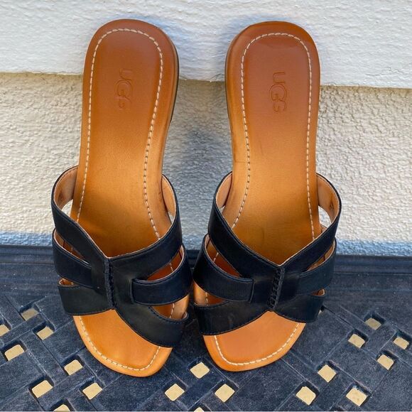 UGG Black Slide Sandals with Crisscross Straps - Picture 13 of 13